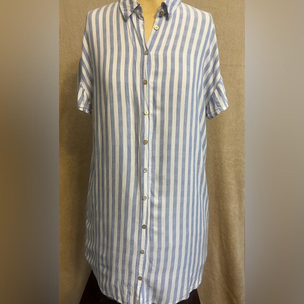Neiman Marcus Blue and White Casual Button Down Shirt